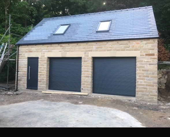 Completed stone-built garage and workshop